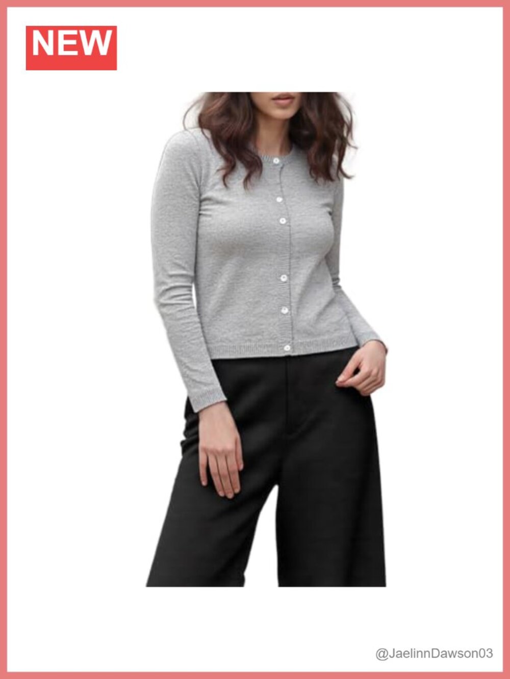 Women's Button-Down V-Neck Long Sleeve Acrylic Cardigan Sweater